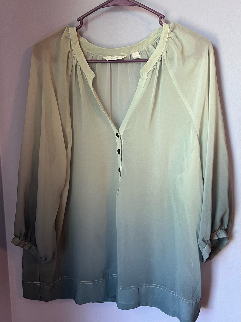New York & Company Grey Ombre V-Neck Blouse